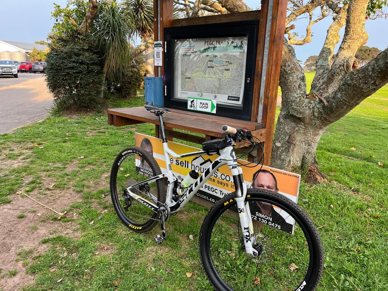 The route map at the PEGC trailhead beside the parking area